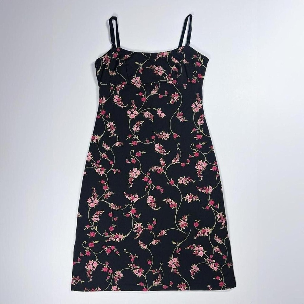 Afortiori Vintage 90's Black Floral Dress with Empire Waist